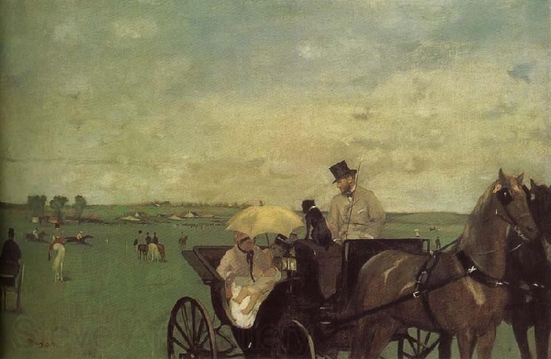 Edgar Degas Carriage on racehorse ground Norge oil painting art